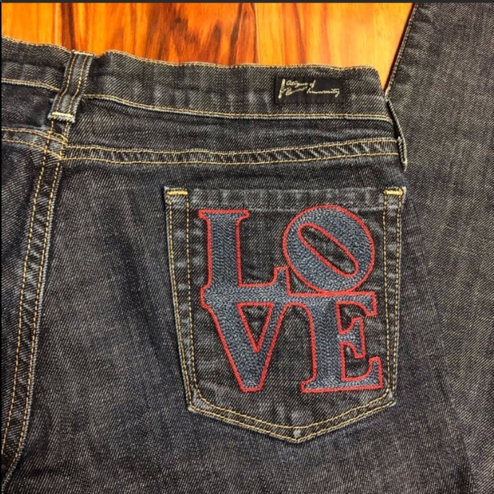 ❤️Citizens of Humanity - Dark Blue Denim with Red Embroidered "LOVE" Pocket